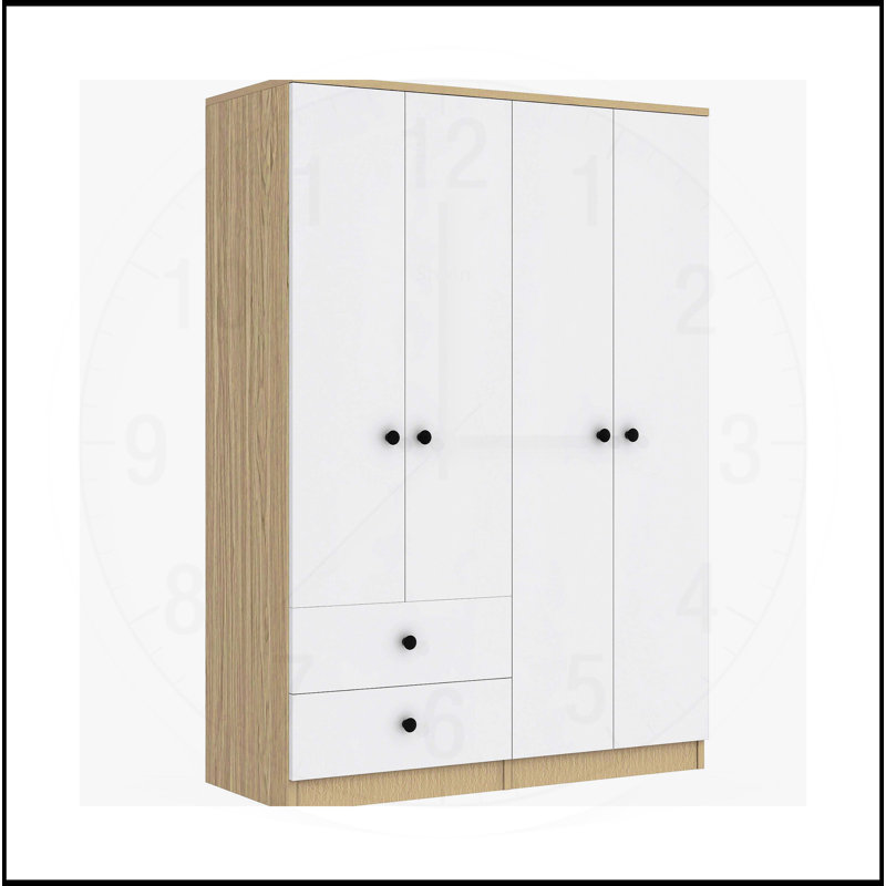 Élégante garde-robe à 4 portes avec plusieurs options de rangement pour votre chambre à coucher