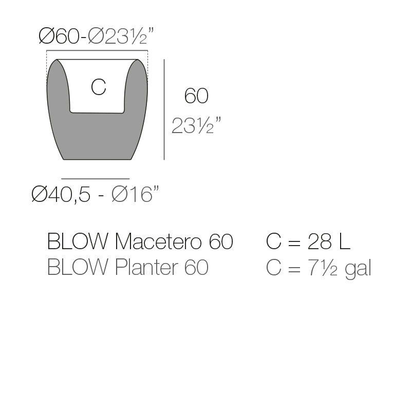Blow Resin Pot Planter, 23.5" H x 23.5" W x 23.5" D