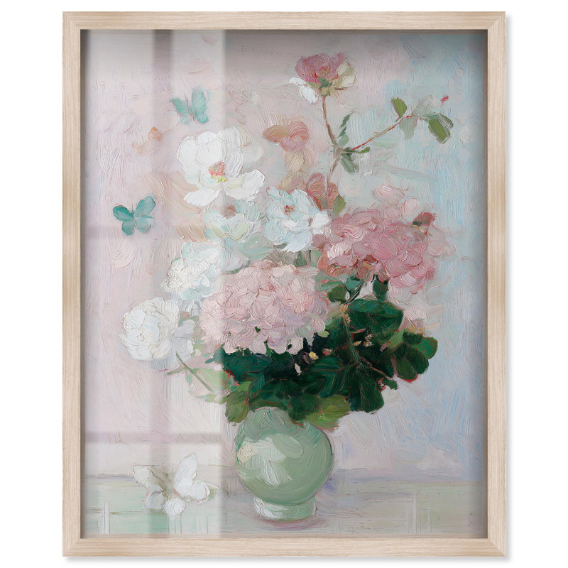 Hydrangea Blossoms I, H 31 po x l 25 po, Cadre blond