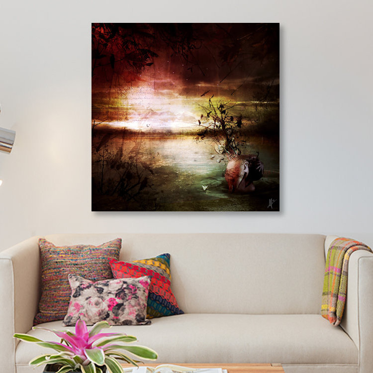 « seul », reproduction d’impression sur toile, H 18 po x l 18 po x P 1,5 po, Toile tendue, Pas de tapis
