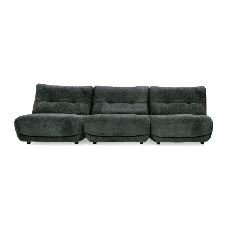 Upholstered 123'' Power Reclining Sofa, Dark Gray 100% Polyester