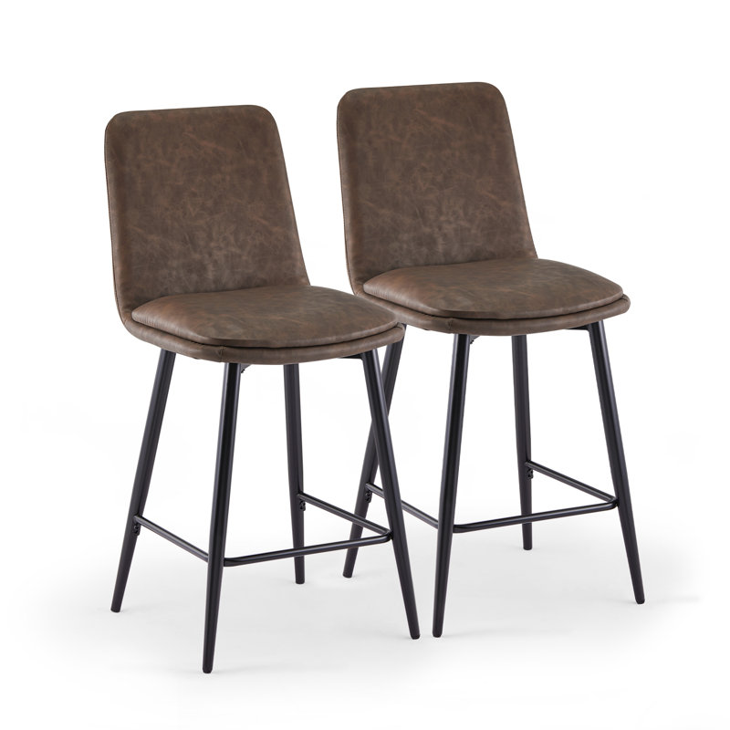 Karlin Upholstered Counter Stool with Metal Frame, Brown