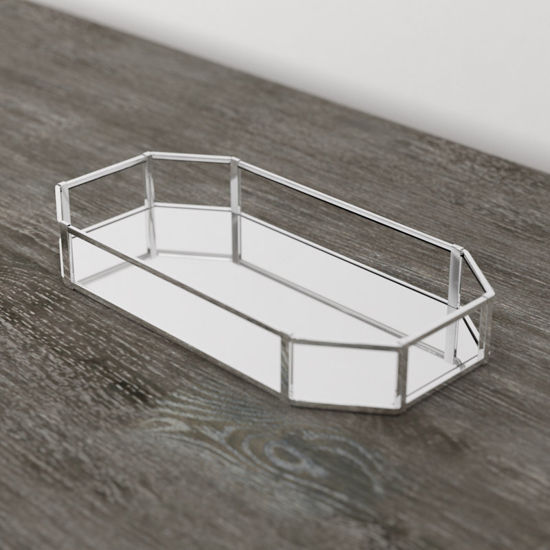 Octangular Chrome and Glass Vanity Bathroom Tray