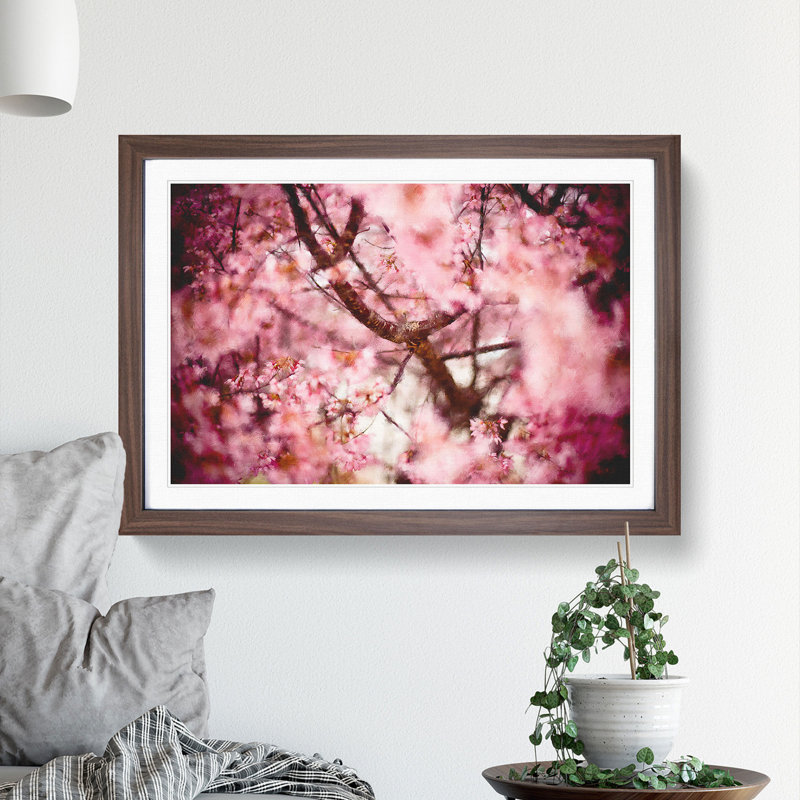 Pink Cherry Blossom Flowers Vol.4 - Framed Print, Walnut Framed, 36cm H x 48cm W x 2cm D