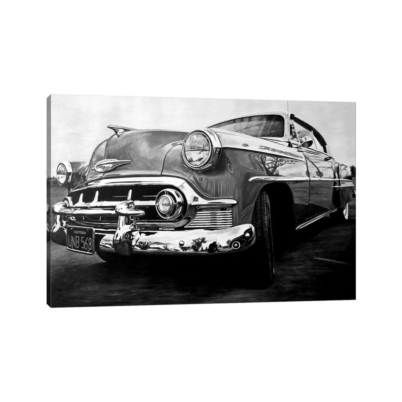 American Dream Car I BW by J.Bello Studio - Wrapped Canvas Print, 66.04 cm H x 45.72 cm W x 1.91 cm D