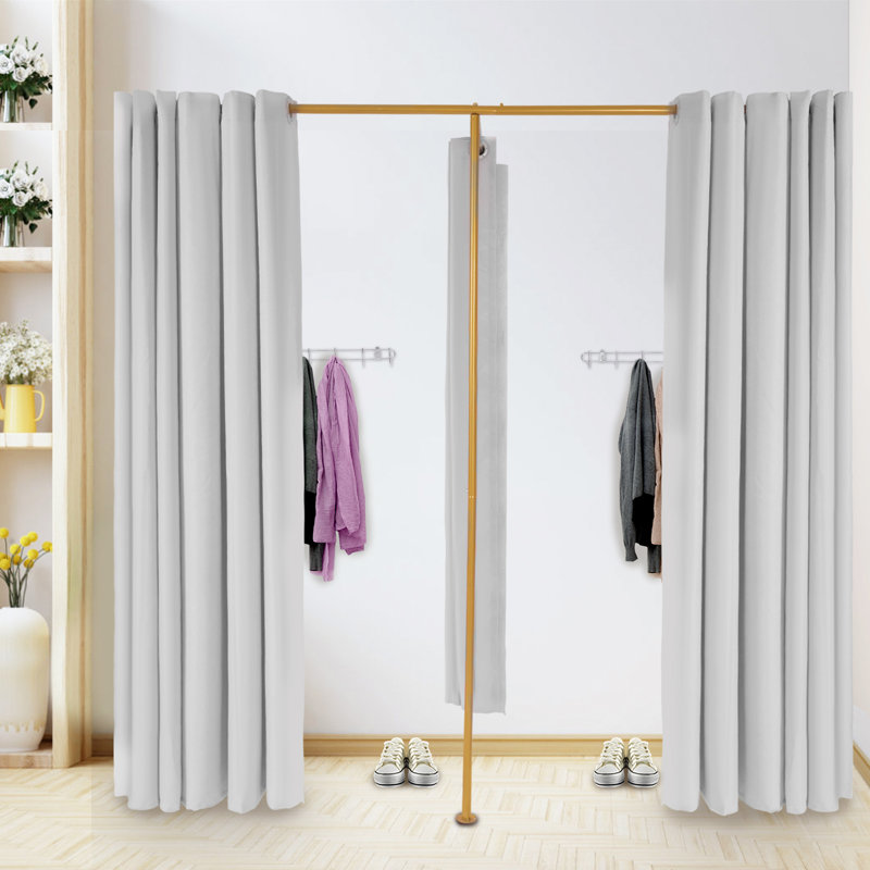 Tomishige Hanging Room Divider with Privacy Curtain, Grey