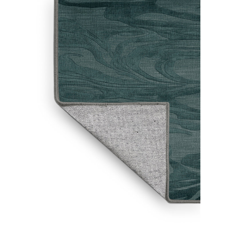 Tapis abstrait vert lavable à la machine, Carré 4 pi