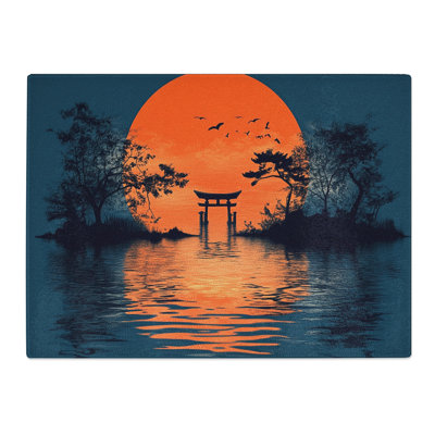 Japanese Sunset Design  Glass Chopping Board