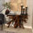 Teak Wood Handmade Live Edge Tree Stump Console Table with Clear Glass Top