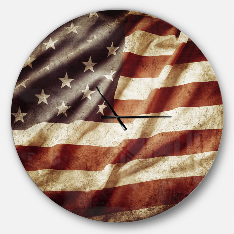 Drapeau américain - horloge murale moderne, Surdimensionné