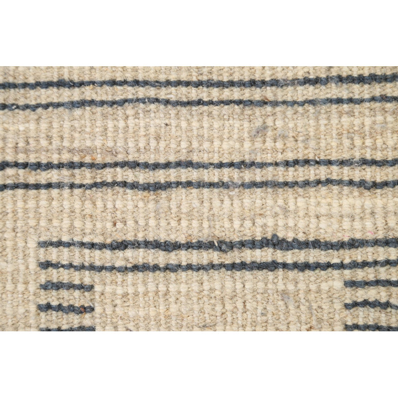 Tapis ivoire en laine noué à la main de conception unique 4 pi 4 po x 7 pi New Age