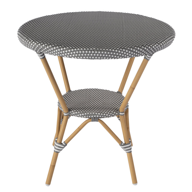Tobias Outdoor Rattan Round Bistro Table, Gray/White