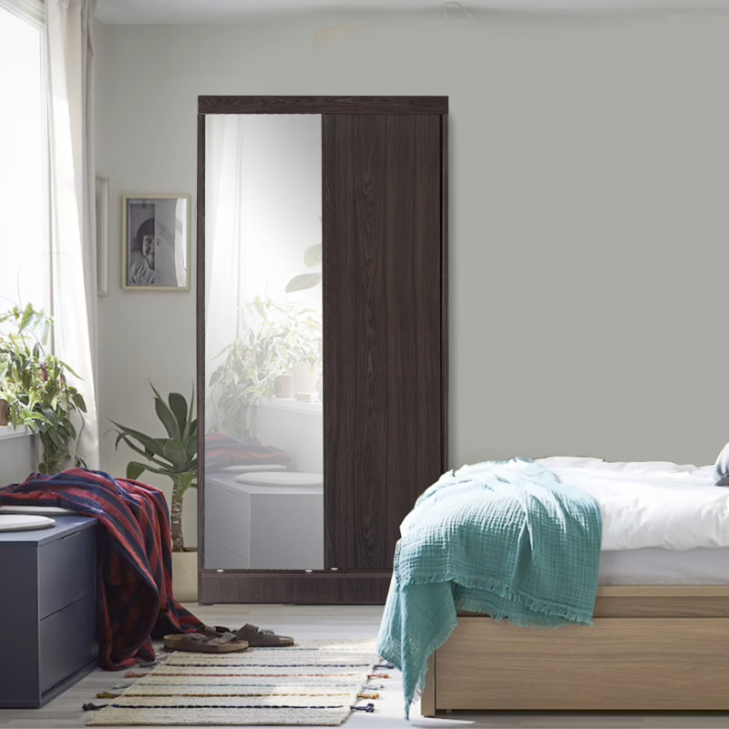 Armoire avec portes coulissantes Shao, Brun