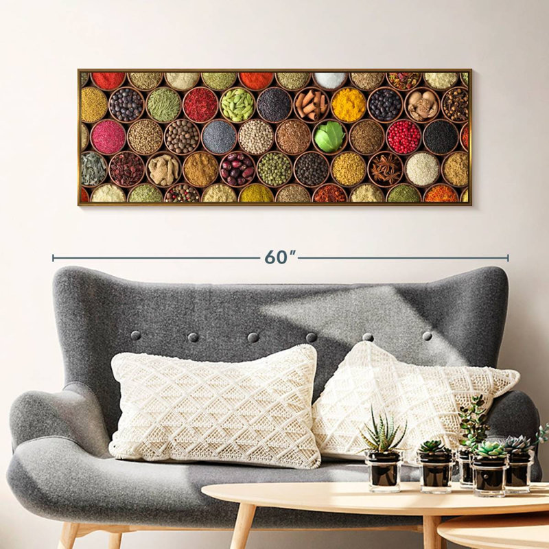 Épice de toutes sortes, 46" X 16", Cadre flottant doré