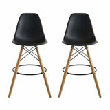 Jaciyah 26-Inch Modern Moulded Plastic Counter Stool with Wood and Metal Base