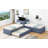 L-Shaped Upholstered Platform Bed With Trundle And Two Drawers Linked With Built-In Desk,Twin