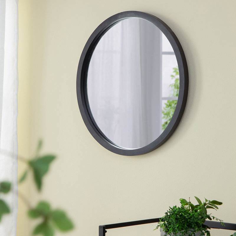 Miroir mural 20 "x 20" avec cadre en bois et finition noire, Noir
