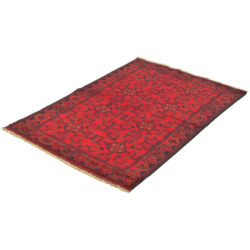 Tapis de zone en laine rouge 4 pi 2 po x 6 pi 6 po à main one-of-kind-noué la 2010s esari turque Allaina