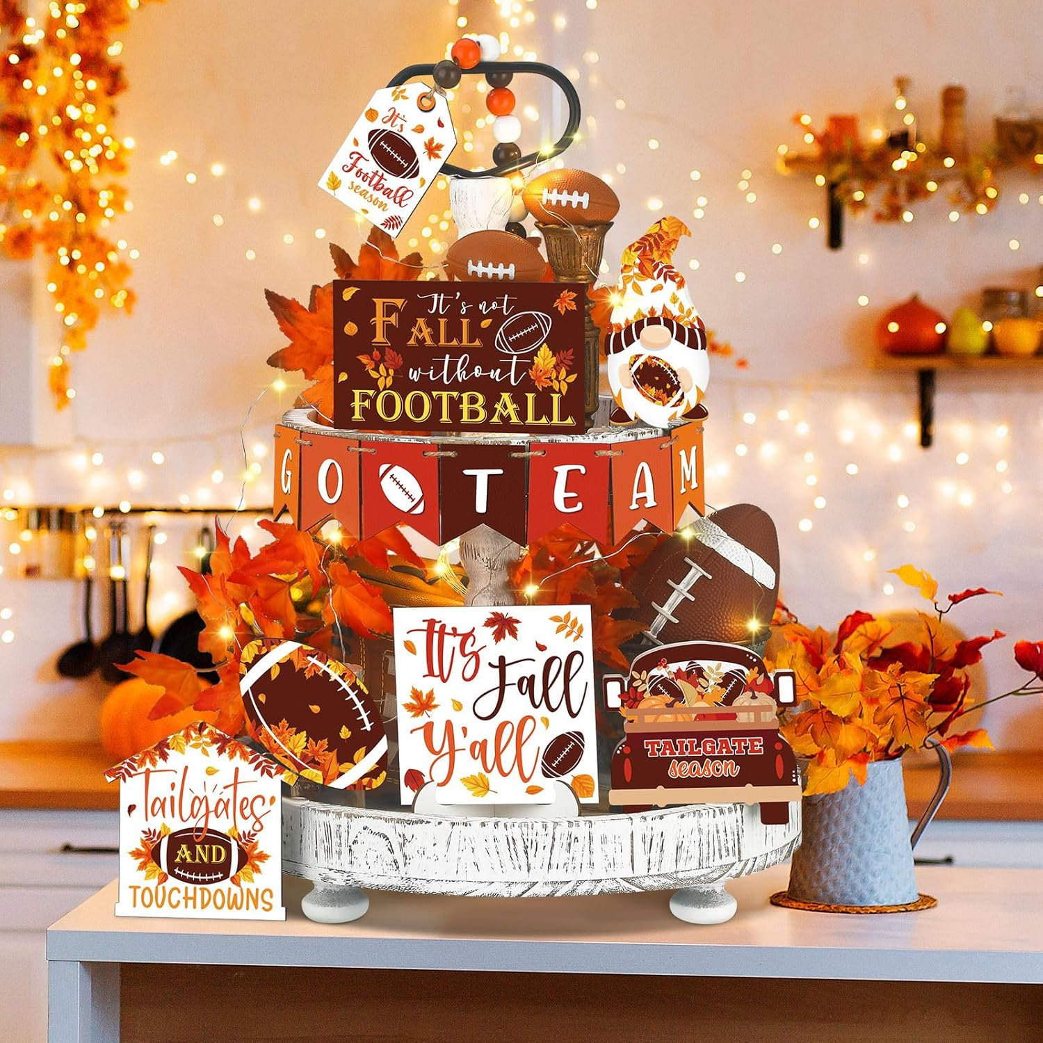 The Holiday Aisle® 15 Pcs Fall Tiered Tray Decor Set Hello Fall Decor ...