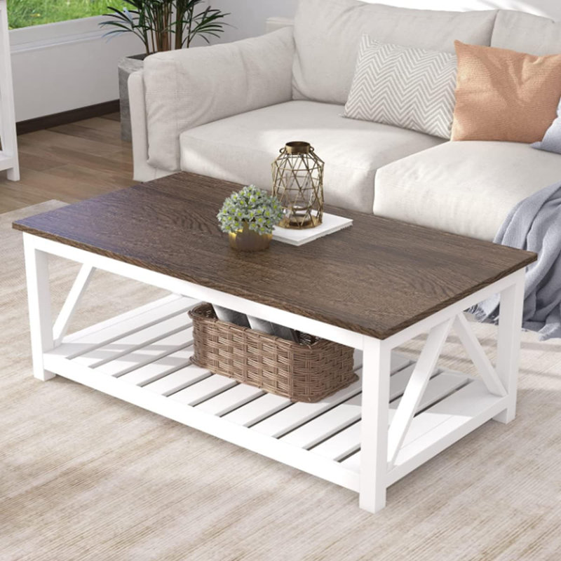 Cevon Coffee Table, Brown/White