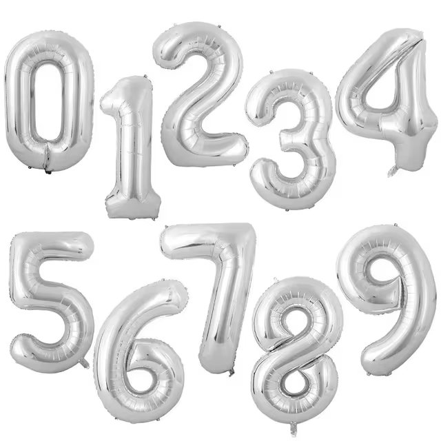 Ballon argenté avec nombre de feuilles d'argent F07M1-79-2, Argent argent