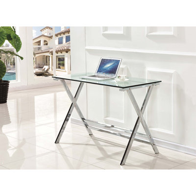 Bureau d'ordinateur élégant en verre avec des bords arrondis, multifonctionnel et peu encombrant pour la vie moderne et les espaces de travail