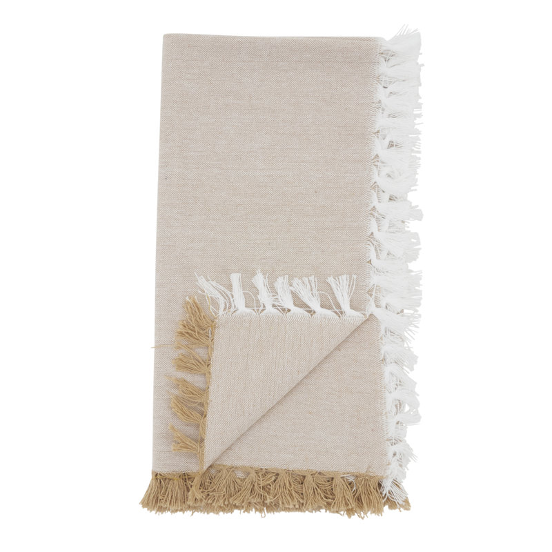 Decorative Cotton Napkins (Set of 4) – Fringe Edge Detail for Dining and Entertaining, 20"x20", Nautral