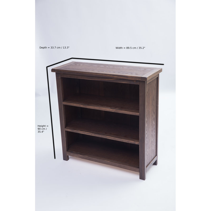Bibliothèque en bois massif Arise-Sun, Café noir, (3 tablettes) H 35,4 po x l 35,2 po x P 13,3 po
