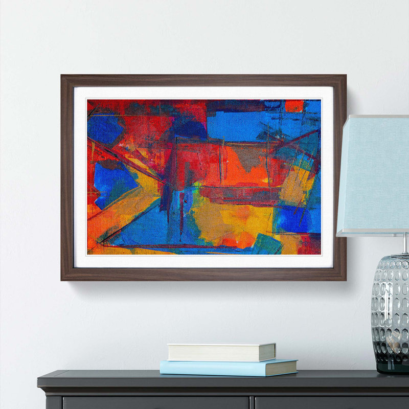Abstract Art Painting Vol.331 by S.Johnson - Framed Print, Walnut Framed, 62cm H x 87cm W x 2cm D