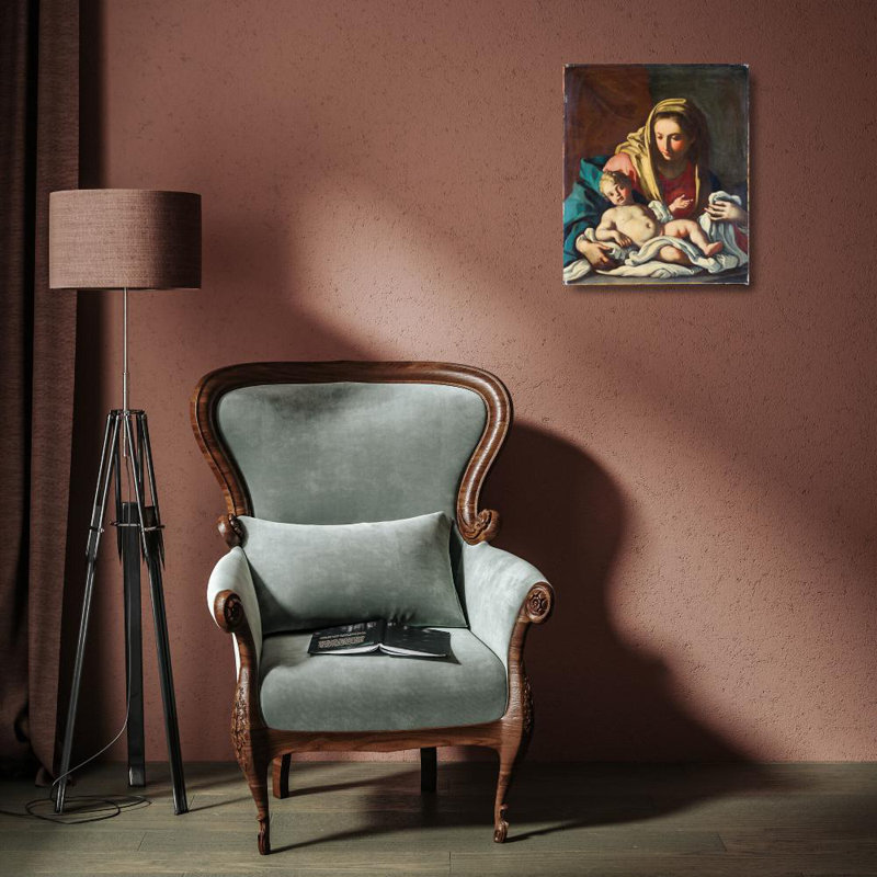 "Madonna and Child" par Neapolitan School - Art mural sur toile tendue avec châssis, H 18 po x l 14 po