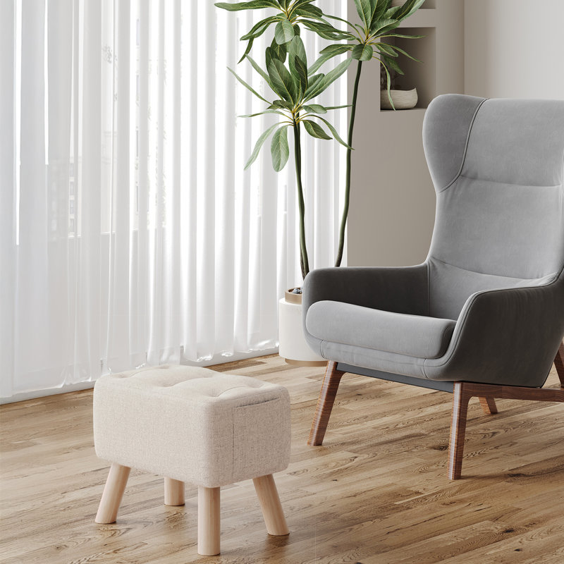 41cm Wide Rectangle Solid Colour Footstool Ottoman