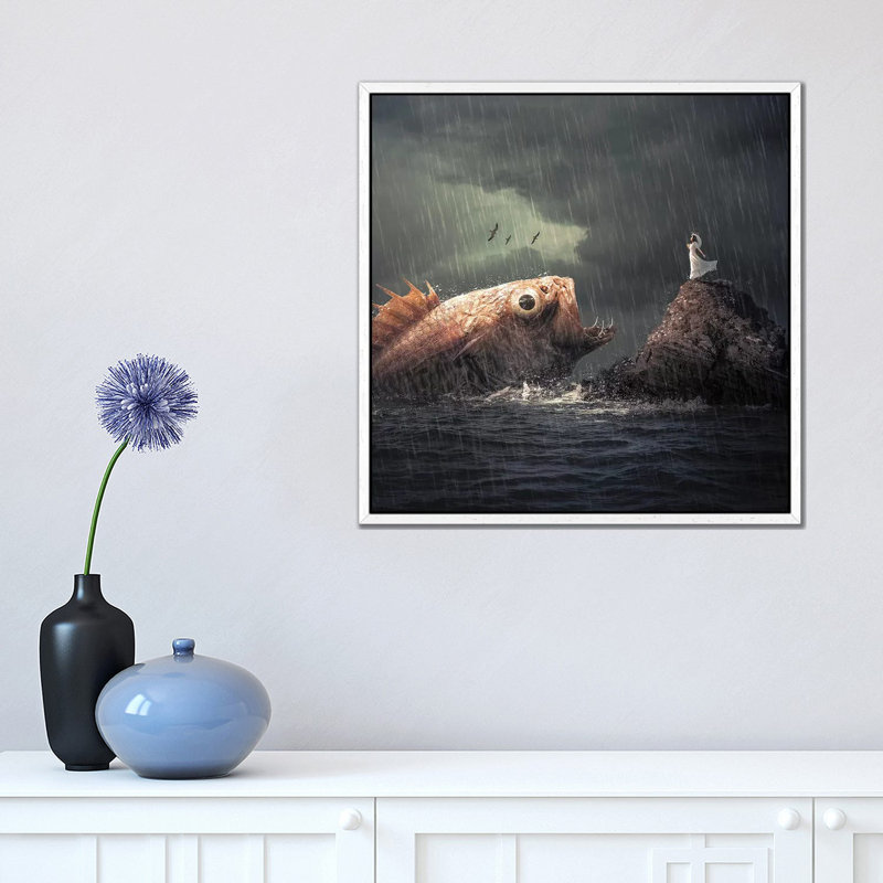 Big Fish by Zenja Gammer - Print on Canvas, White Framed, 45.72 cm H x 45.72 cm W