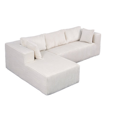105" L-Shaped Modular Compression Sofa, Plush Upholstery, All-Foam Structure (No Springs), 6 Pillows, Vacuum-Packed, Space-Saving for Living Room, Bedroom, Apartment  (Right Chaise)