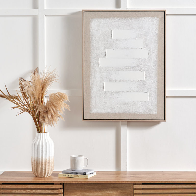 White And Natural Textured Canvas - Single Picture Frame Print on Canvas