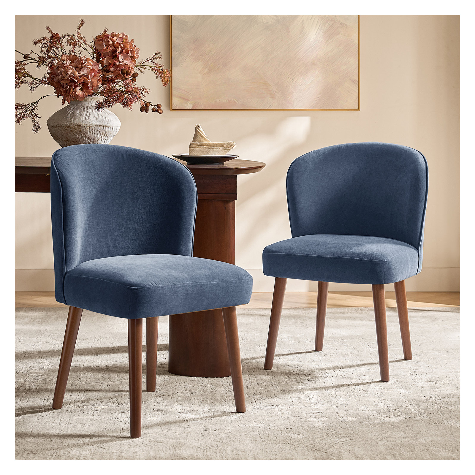 Davia Upholstered Dining Chair, Slate Blue