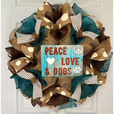 Pet Wreath Peace Love and Dogs