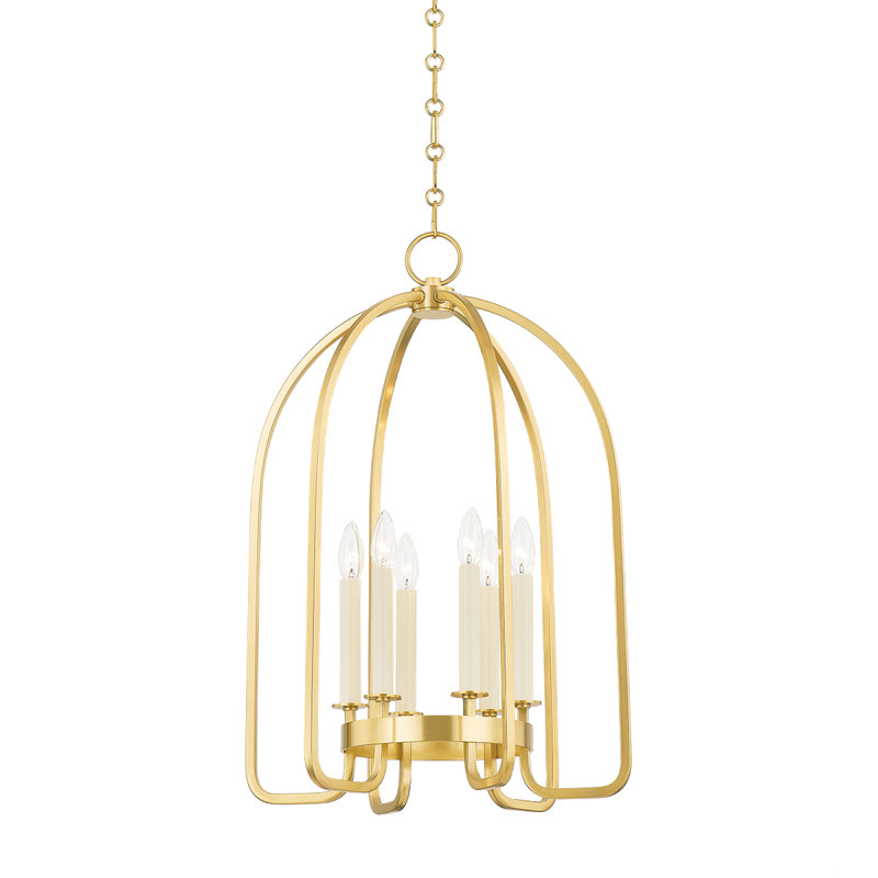 Oakville 6 Light Lantern, Aged Brass, 28" H x 18.25" W x 18.25" D