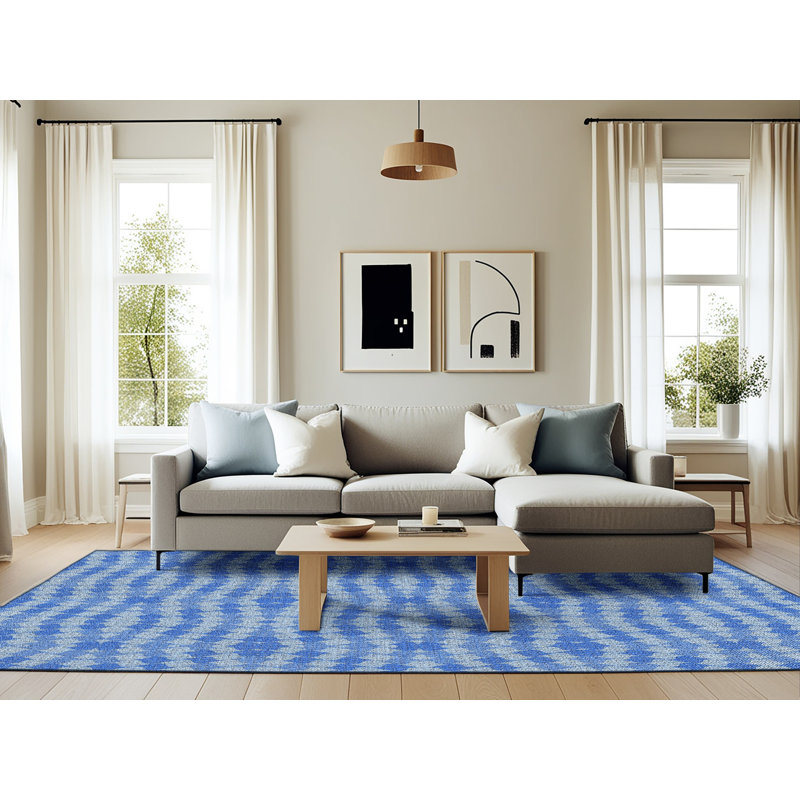 Tapis géométrique bleu ciel clair, Rectangle 6 pi x 9 pi