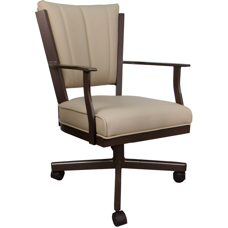 Leather Dining Caster Chair Swivel Tilt, Tan, Brown