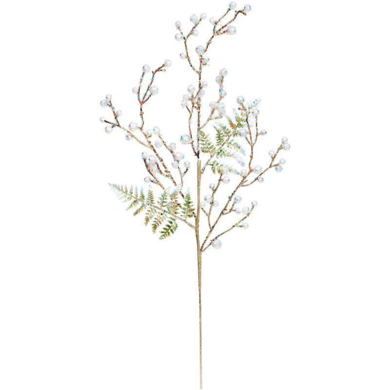 Beaded Glittered With Leaves Spray - 29 Inches Set Of 6