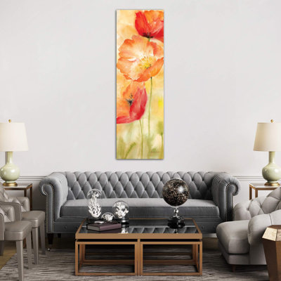 Watercolour Poppy Meadow Spice Panel Ii by Cynthia Coulter - Wrapped Canvas Panoramic Painting