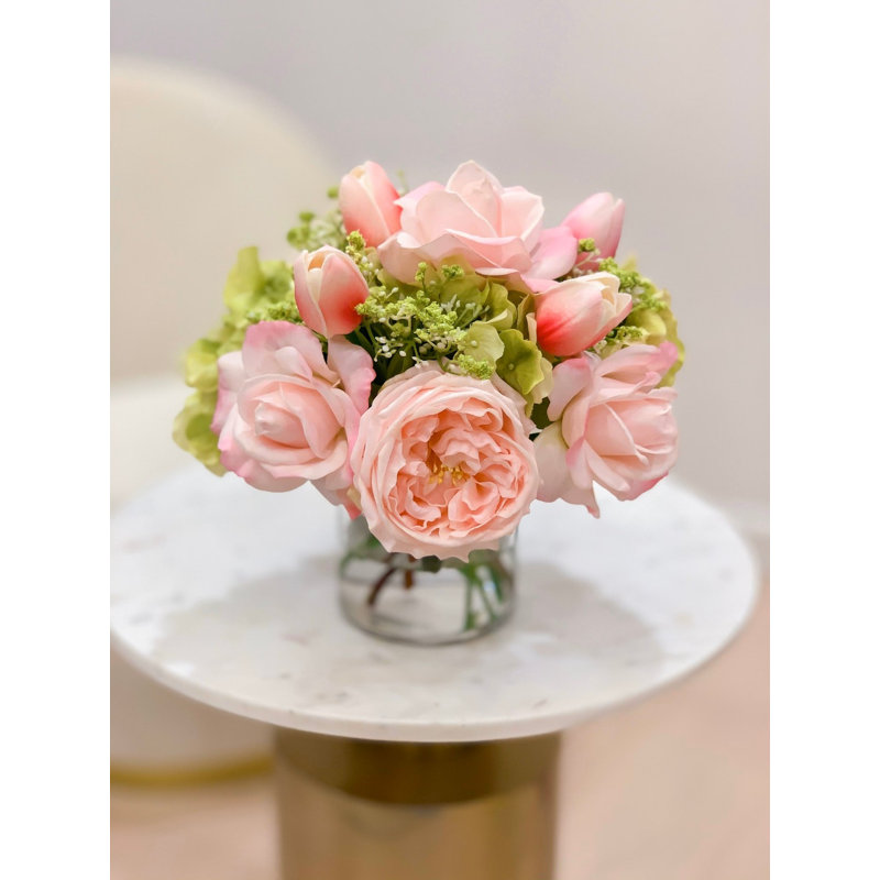 Pink Real Touch Rose & Peony Stems – Lifelike Faux Flowers For DIY Floral Décor