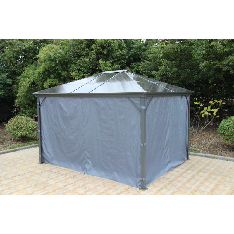 LUGANO 3x3.6m Grey Deluxe Polycarbonate Gazebo 7mm UV Stabilized Roof