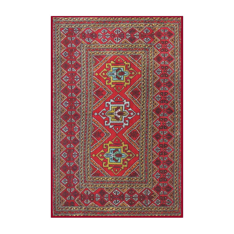 Tapis à motif oriental rouge / brun, Rectangle 5 pi x 7 pi
