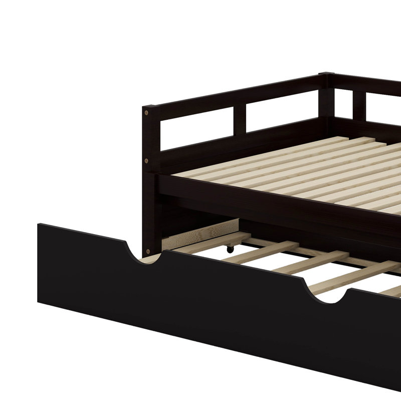 Wooden Daybed With Trundle,Extending Daybed With Trundle, Espresso