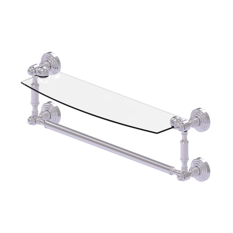 Beresford Bracket Shelf with Towel Bar, 5" H x 22.2" W x 6.1" D, Satin Chrome