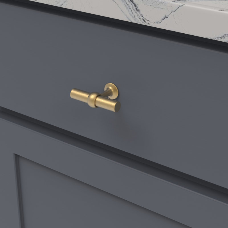 Ostia Collection Knob 2-1/2 Inch X 13/16 Inch Matte Black Finish, Brushed Golden Brass