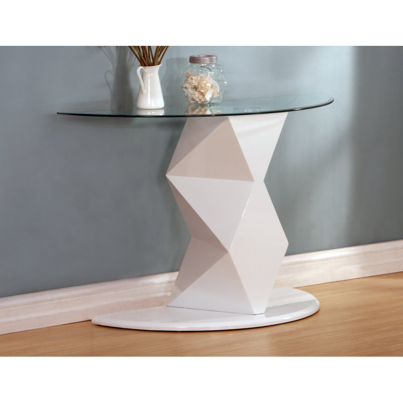 Harrison 122cm Glass Top Console Table, White