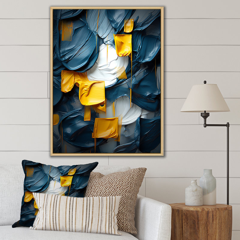 «Spring Bliss Abstract Turquoise And Yellow I», reproduction d'art sur toile, H 40 po x l 30 po x P 1,5 po