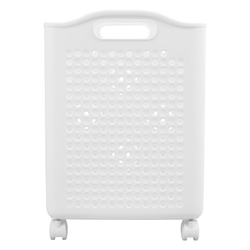 Plastic Laundry Basket with Handles, 47cm H x 36.5cm W x 33.2cm D, White